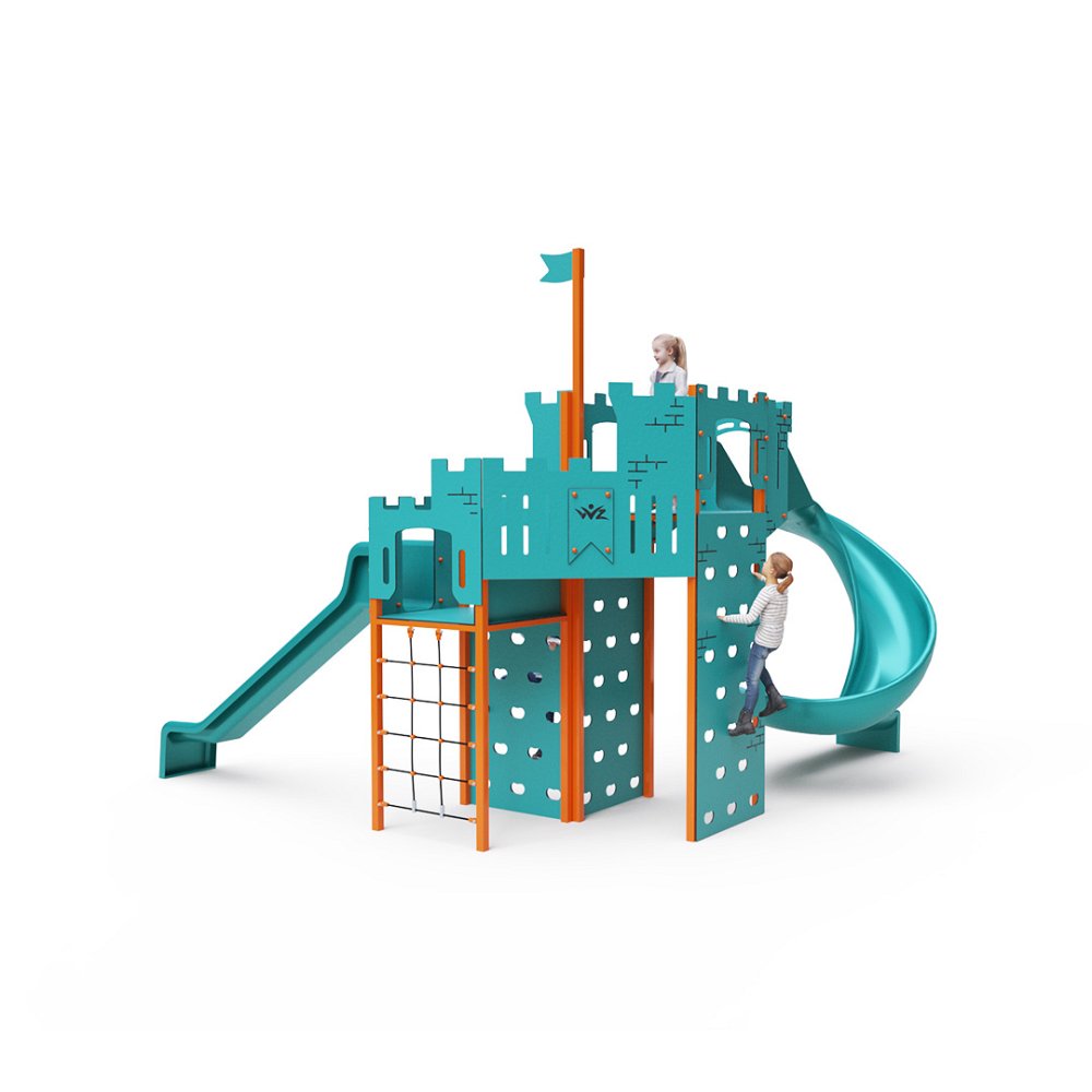 VVZ-LEZ006 Vár alakú mászófal csúszdákkal