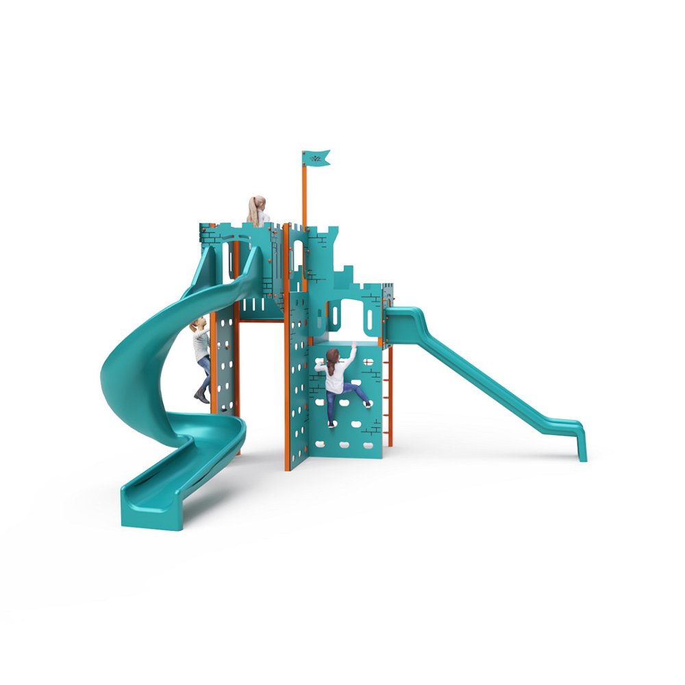 VVZ-LEZ006 Vár alakú mászófal csúszdákkal