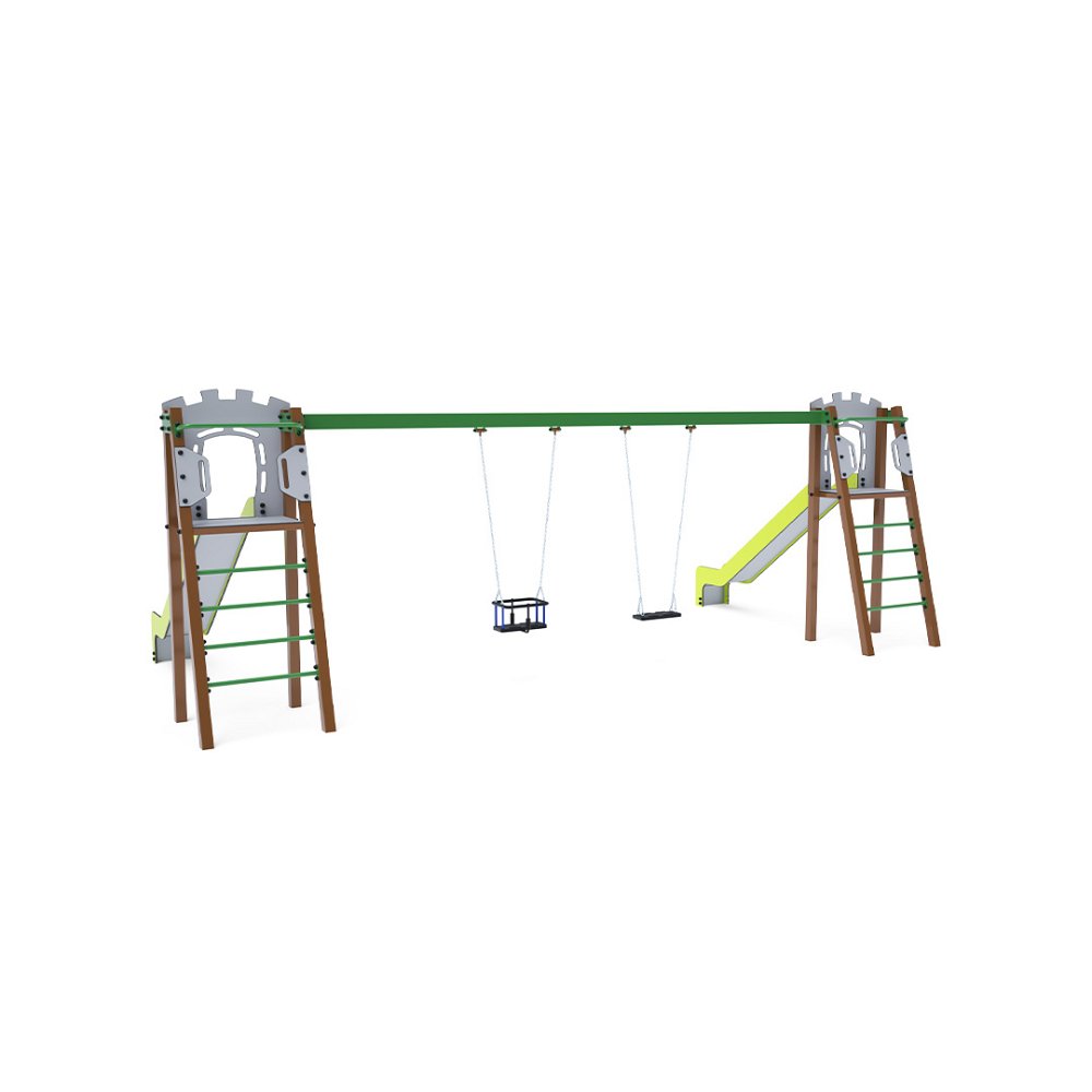 VVZ-A008-15 Egyrészes lengőhinta csúszdákkal