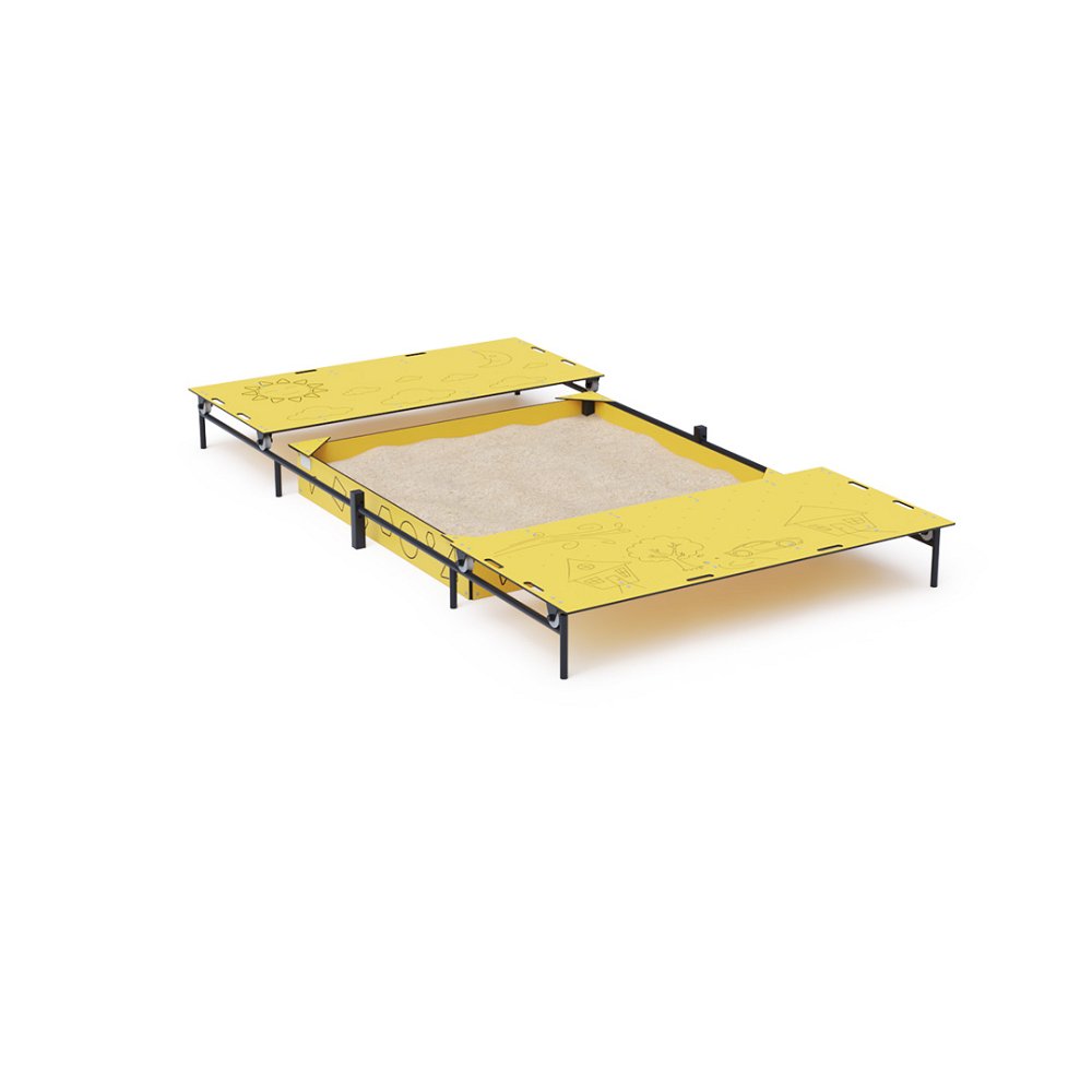 VVZ-PD011 Eltolható fedelű homokozó ülőkékkel 2x2 m