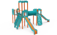 Háromtornyú játszóvárak 1,5m szabadesés magasságig